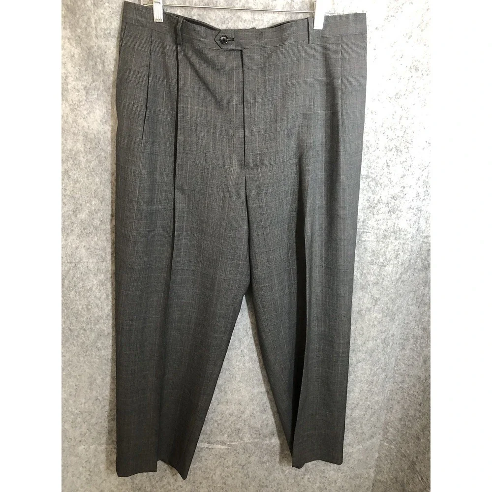 Gerald Austin Suit Gray Check 46R Wool Blazer Sport Coat  36 Trouser Business